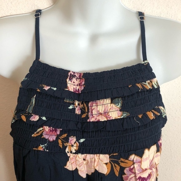 Maurices Navy Floral Swing Shift Dress Ruffle Hem Size L Summer - Picture 6 of 7